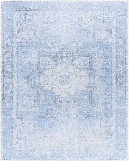 Ice Blue Flat Pile Washable Rug - Clearance