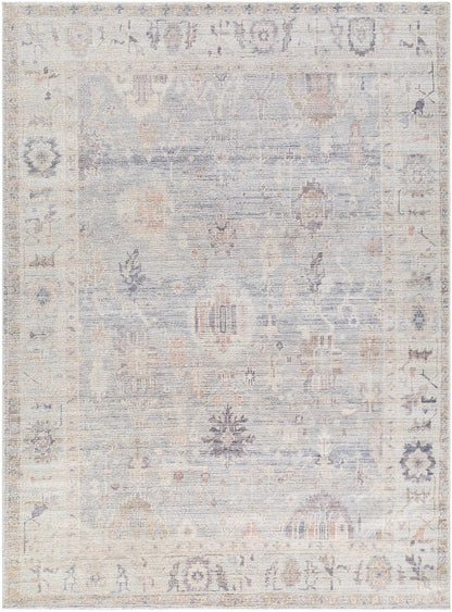 Marlene Damask Cream & Blue Area Rug - Becki Owens x Livabliss