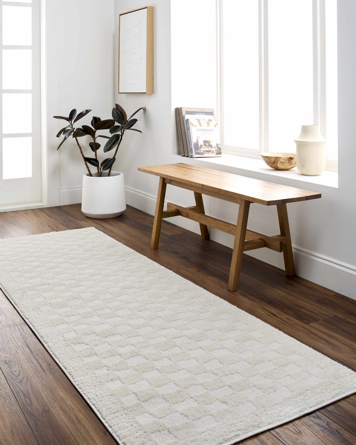 Leryn Ivory Checkered Area Rug