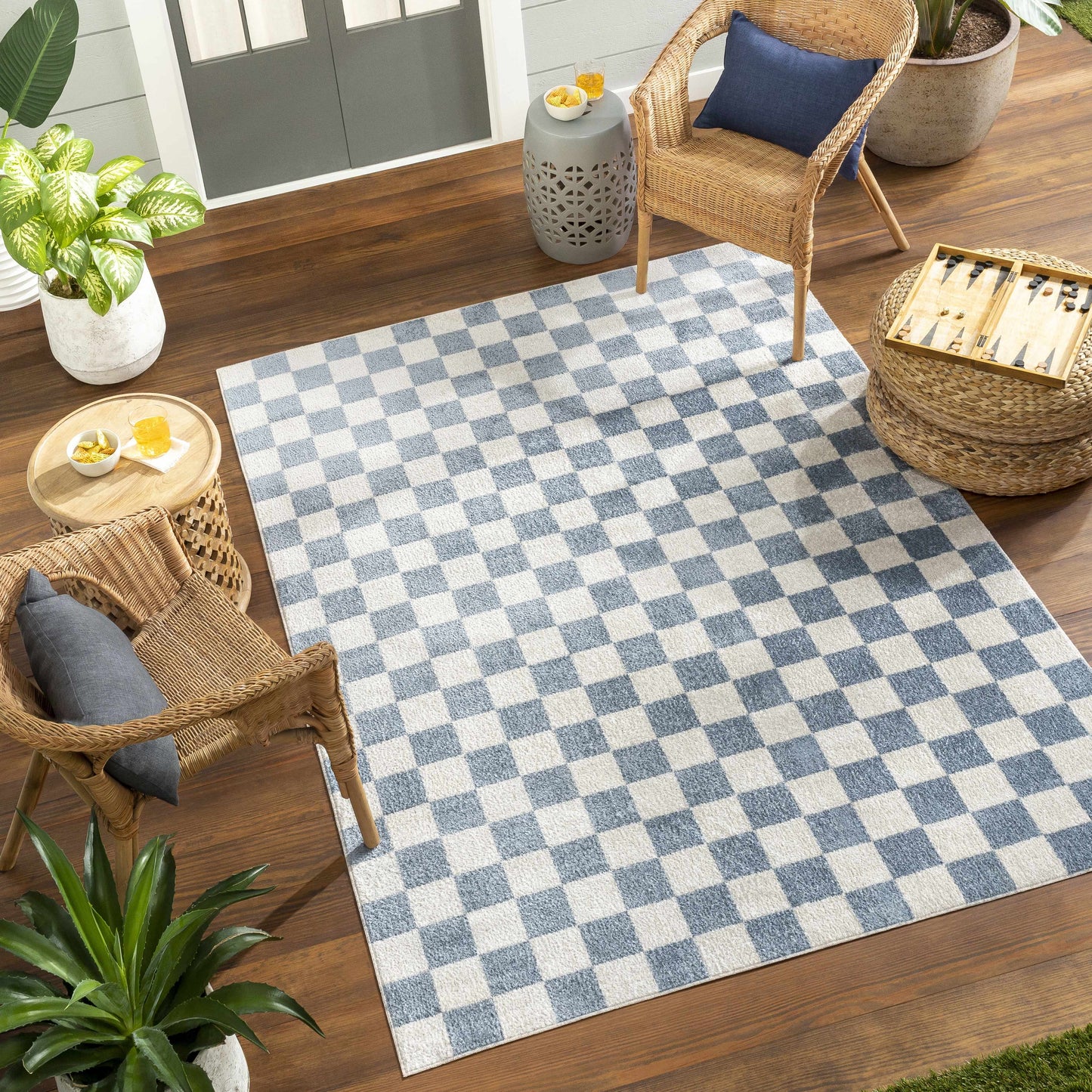 Brone Checkered Washable Area Rug
