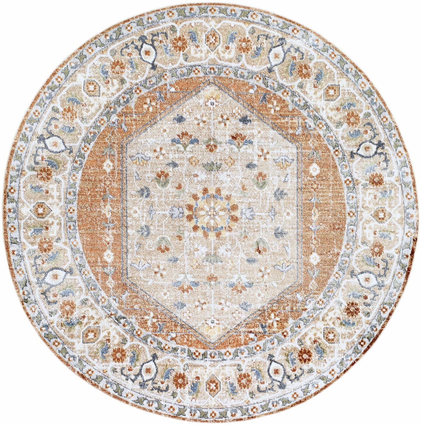 Gael Rust Flat Pile Washable Rug