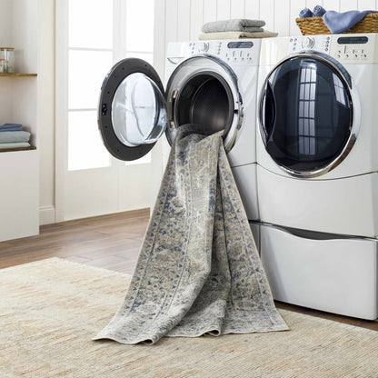 Rudo Blue Flat Pile Washable Rug