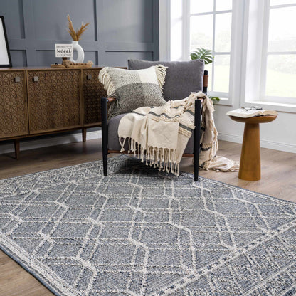 Diah Gray Blue & Bone Area Rug - Clearance