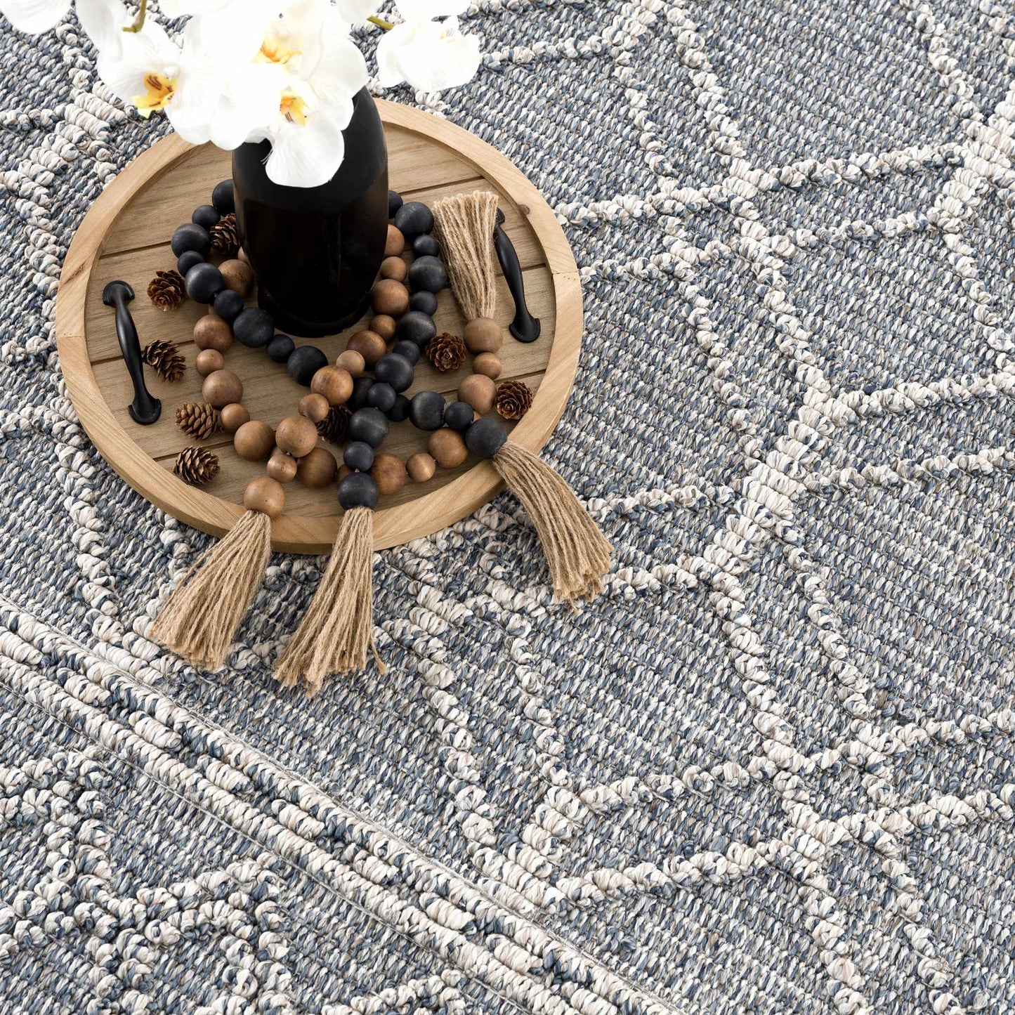 Diah Gray Blue & Bone Area Rug - Clearance