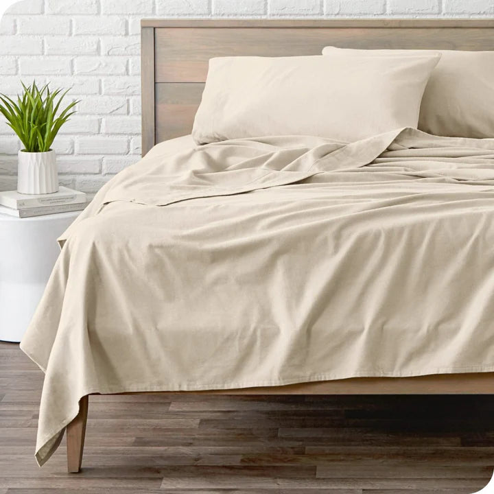 CinchFit American Made No Tear Split Top King Cotton Flannel Cord Elastic Sheets