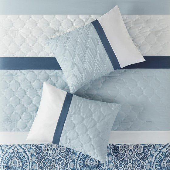 Shawnee Blue Medallion Comforter Set 8PC