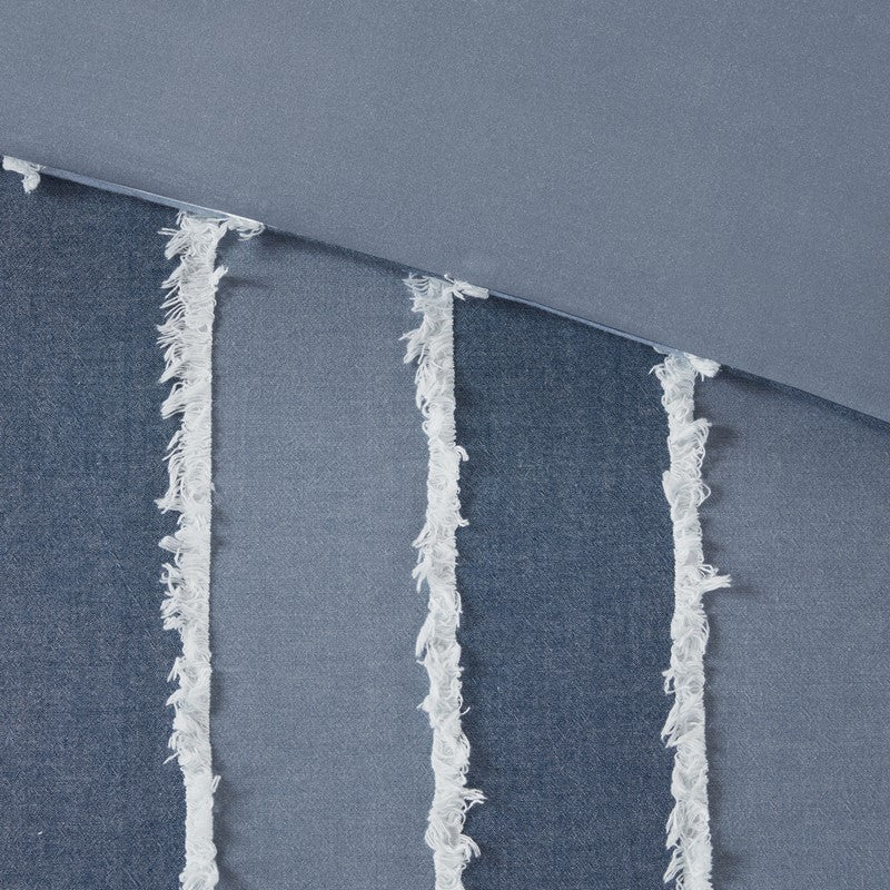 Shay 3 Piece Striped Cotton Comforter Set | Nautical Bedding Set | Blue