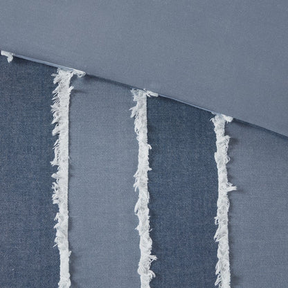 Shay 3 Piece Striped Cotton Comforter Set | Nautical Bedding Set | Blue