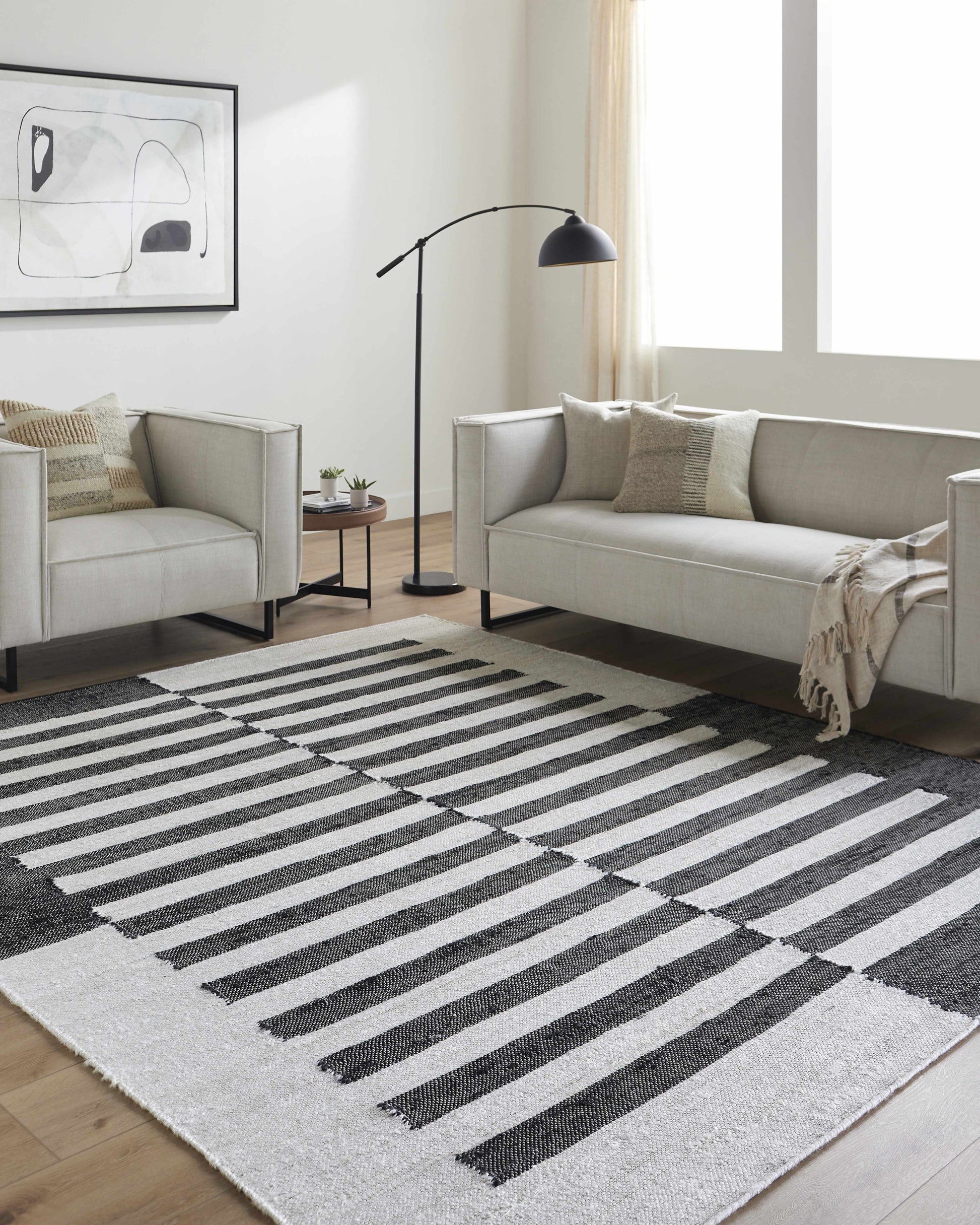 Soren Black&White Jute Area Rug - Quahog Bay Bedding