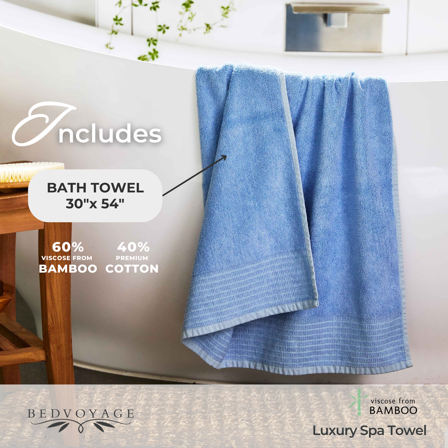 Luxury Bamboo Spa Bath Towel – Ocean - Coastal Bath Towels