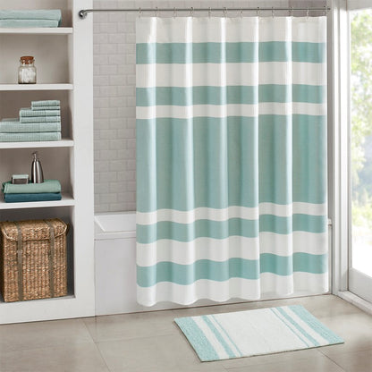 Madison Park Spa Cotton Reversible Bath Rug - Aqua - Coastal Bath Rugs