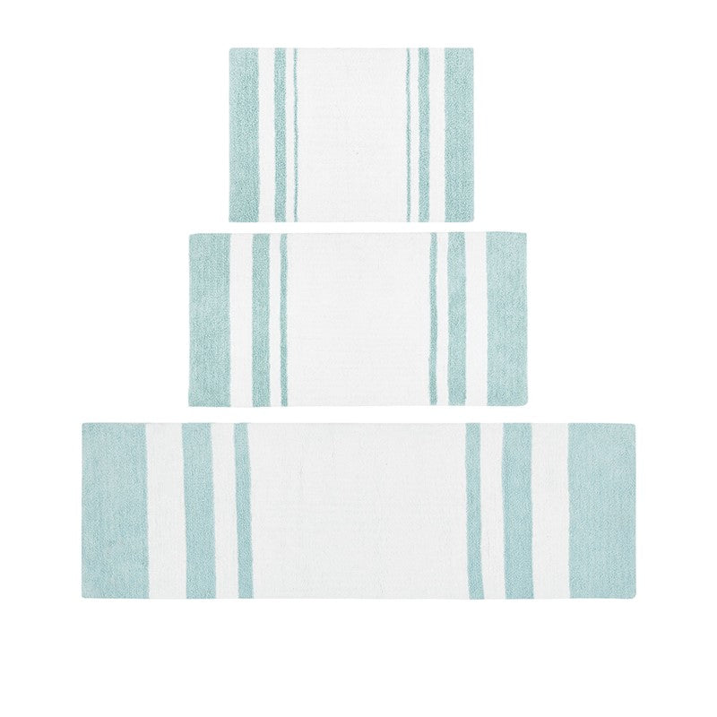Madison Park Spa Cotton Reversible Bath Rug - Aqua - Coastal Bath Rugs