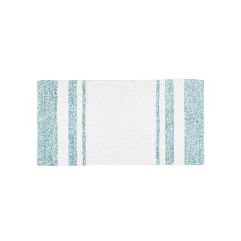 Madison Park Spa Cotton Reversible Bath Rug - Aqua - Coastal Bath Rugs