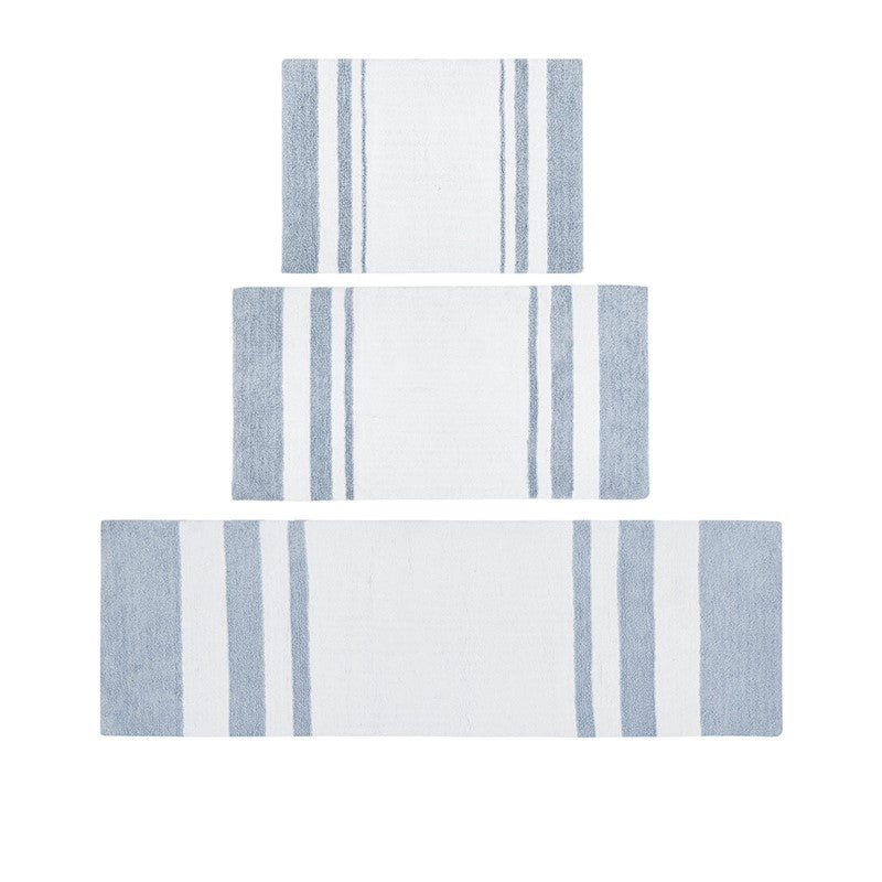Madison Park Spa Cotton Reversible Bath Rug - Blue - Coastal Bath Rugs