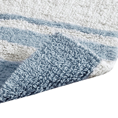 Madison Park Spa Cotton Reversible Bath Rug - Blue - Coastal Bath Rugs