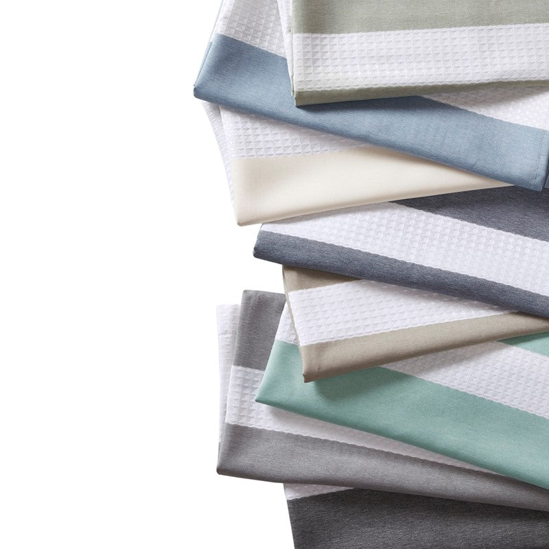 Madison Park - Spa Waffle Shower Curtain - Aqua