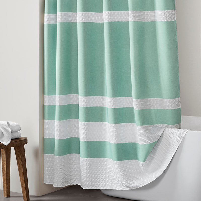 Madison Park - Spa Waffle Shower Curtain - Aqua