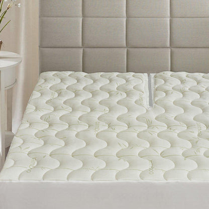 Split Top King Bamboo Jacquard Mattress Pad