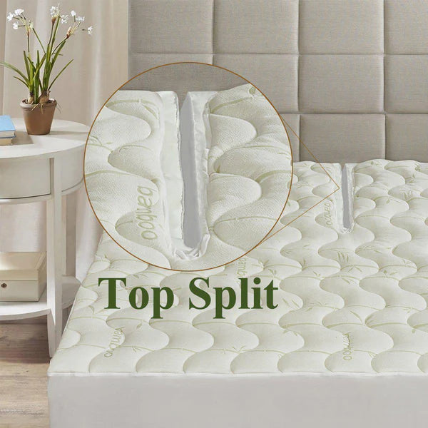 Split Top King Bamboo Jacquard Mattress Pad