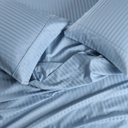 CinchFit No Tear 600TC Cotton Stripe Split Top King Sheets American Made Sheets