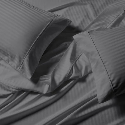 CinchFit No Tear 600TC Cotton Stripe Split Top King Sheets American Made Sheets