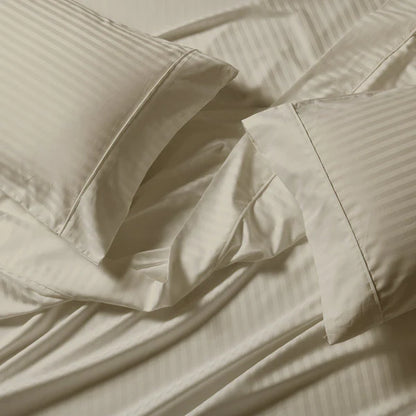 CinchFit No Tear 600TC Cotton Stripe Split Top King Sheets American Made Sheets