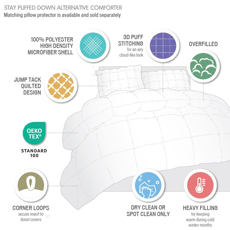 Madison Park Stay Puffed Overfilled Down Alternative Comforter - White