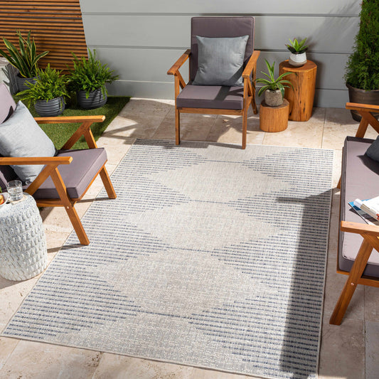 Stephan Gray & Blue Outdoor Rug - Quahog Bay Bedding