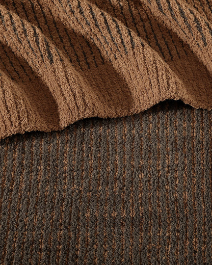 Luxury Two-Tone Ribbed Bed Blanket
