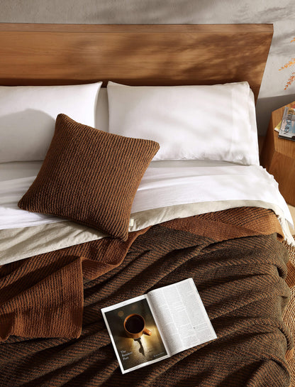 Luxury Two-Tone Ribbed Bed Blanket