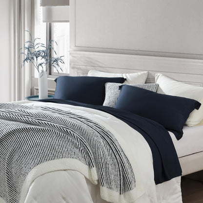 Luxury Two-Tone Ribbed Bed Blanket