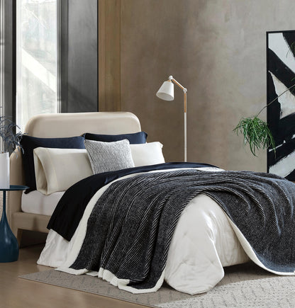 Luxury Two-Tone Ribbed Bed Blanket
