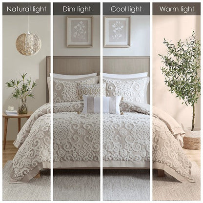 Suzanna Cotton Boho Medallion Comforter Set - Taupe - Quahog Bay Bedding