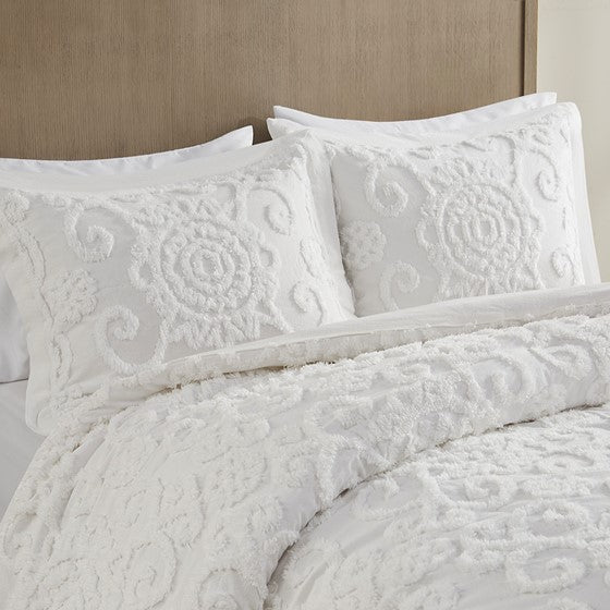 Suzanna Cotton Comforter Set Beautiful Medallions Ivory