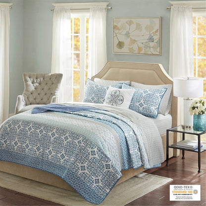 Coastal Sybil Quilt Set with Cotton Bed Sheets 8PCS