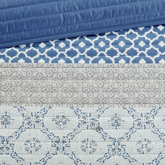 Coastal Sybil Quilt Set with Cotton Bed Sheets 8PCS