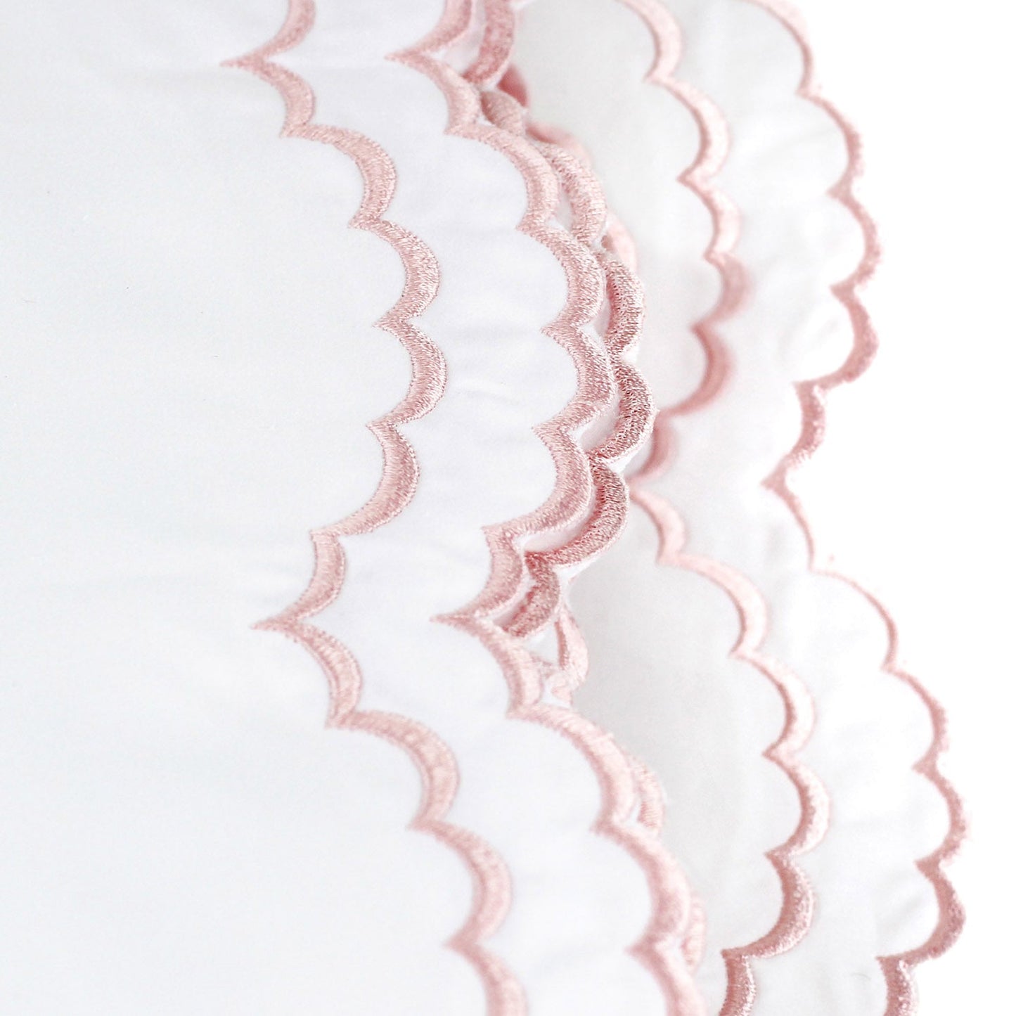 Double Scalloped Edge Embroidered Percale Sheet Set