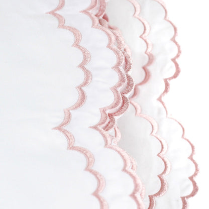 Double Scalloped Edge Embroidered Percale Sheet Set