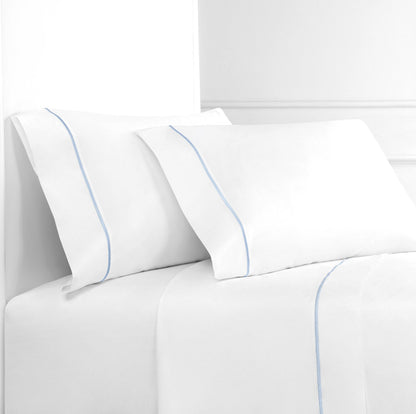 Single Stripe Embroidered 300TC 100% Cotton Percale Sheet Set