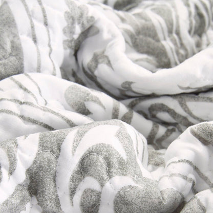 Tache Dreamy Moon Sky Ogee Damask Heather Grey White Quilt Set (TB300) - Tache Home Fashion