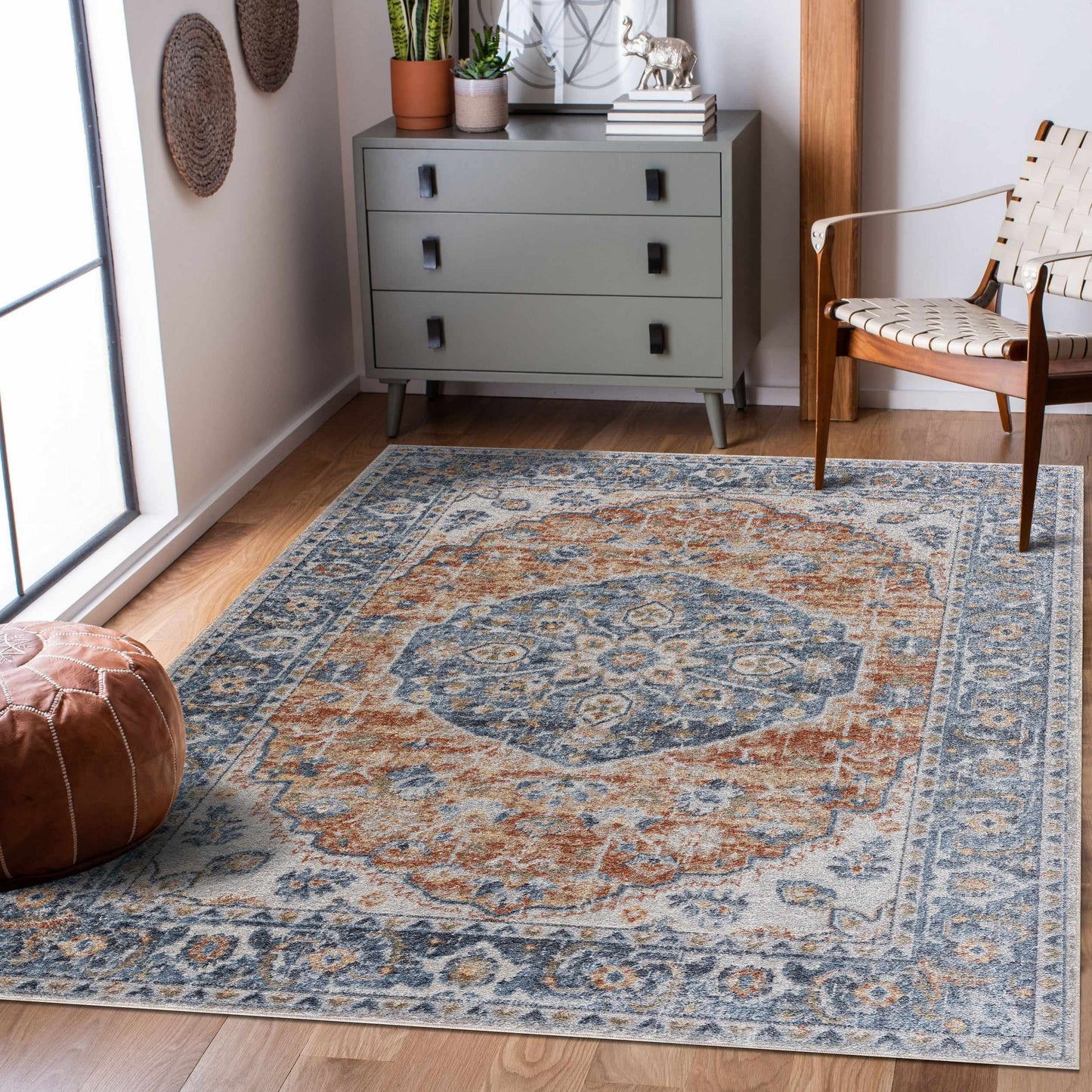 Rust Hiti Washable area rug - Clearance