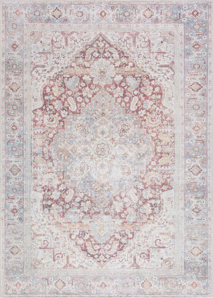 Cream Rust Leeston Washable Rug - Clearance