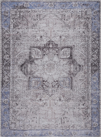 Rosman Blue&Beige  - Promo Washable Area Rug - Clearance