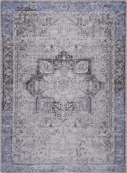 Rosman Blue&Beige  - Promo Washable Area Rug - Clearance