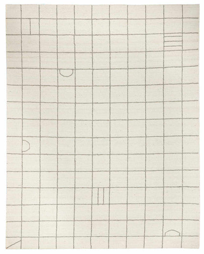 Tieve Black & White Grid Wool Rug