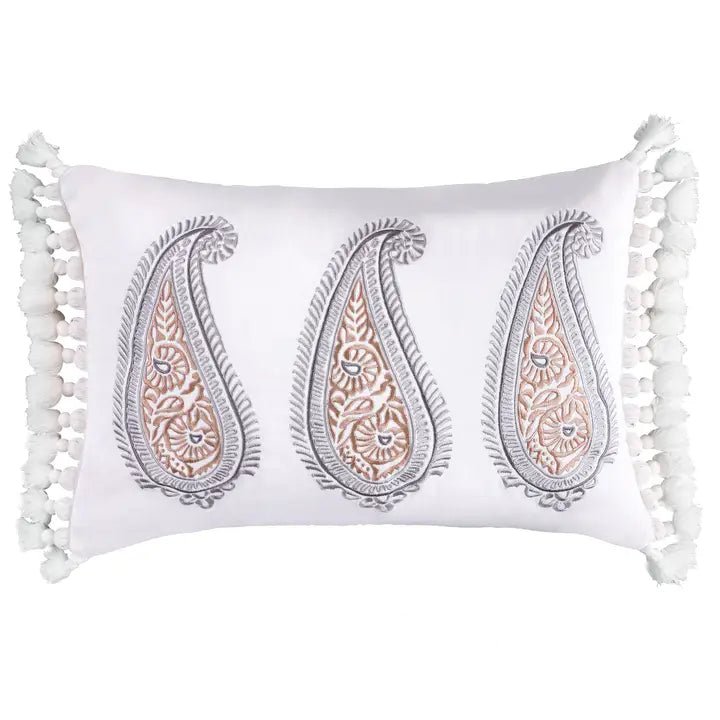 Tamsin Grey Flower Pillow - Floral Accent Pillows
