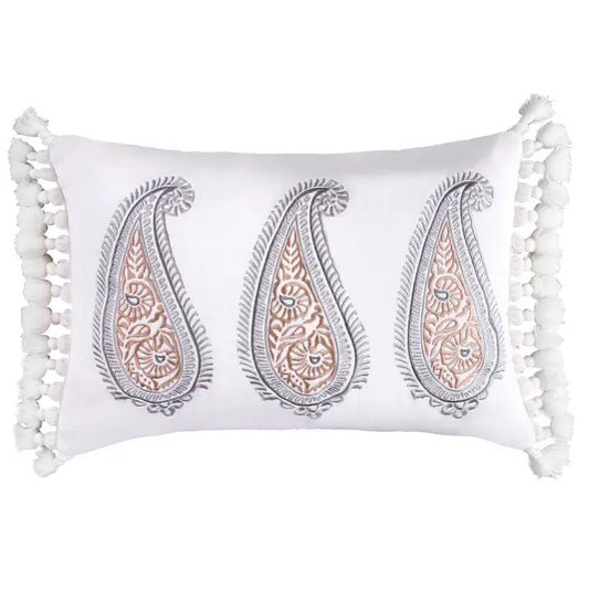 Tamsin Grey Flower Pillow - Floral Accent Pillows