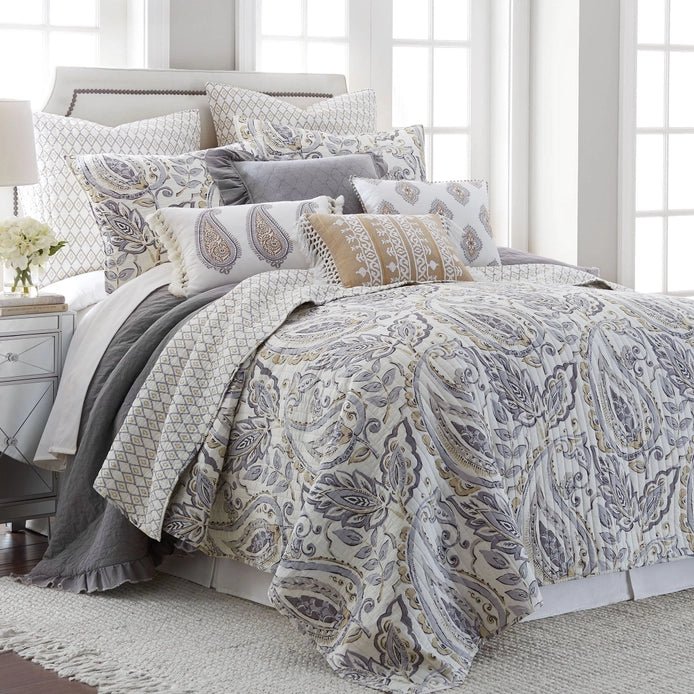 Tamsin Grey Flower Pillow - Floral Accent Pillows