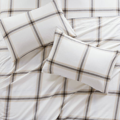 Woolrich 100% Cotton Printed Flannel Sheet Set - Tan Plaid