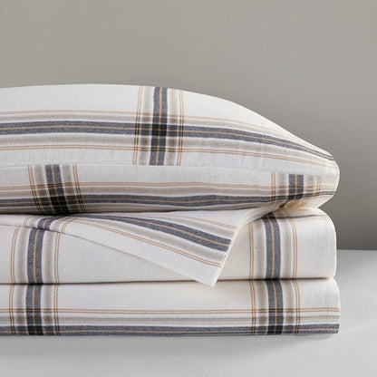 Woolrich 100% Cotton Printed Flannel Sheet Set - Tan Plaid